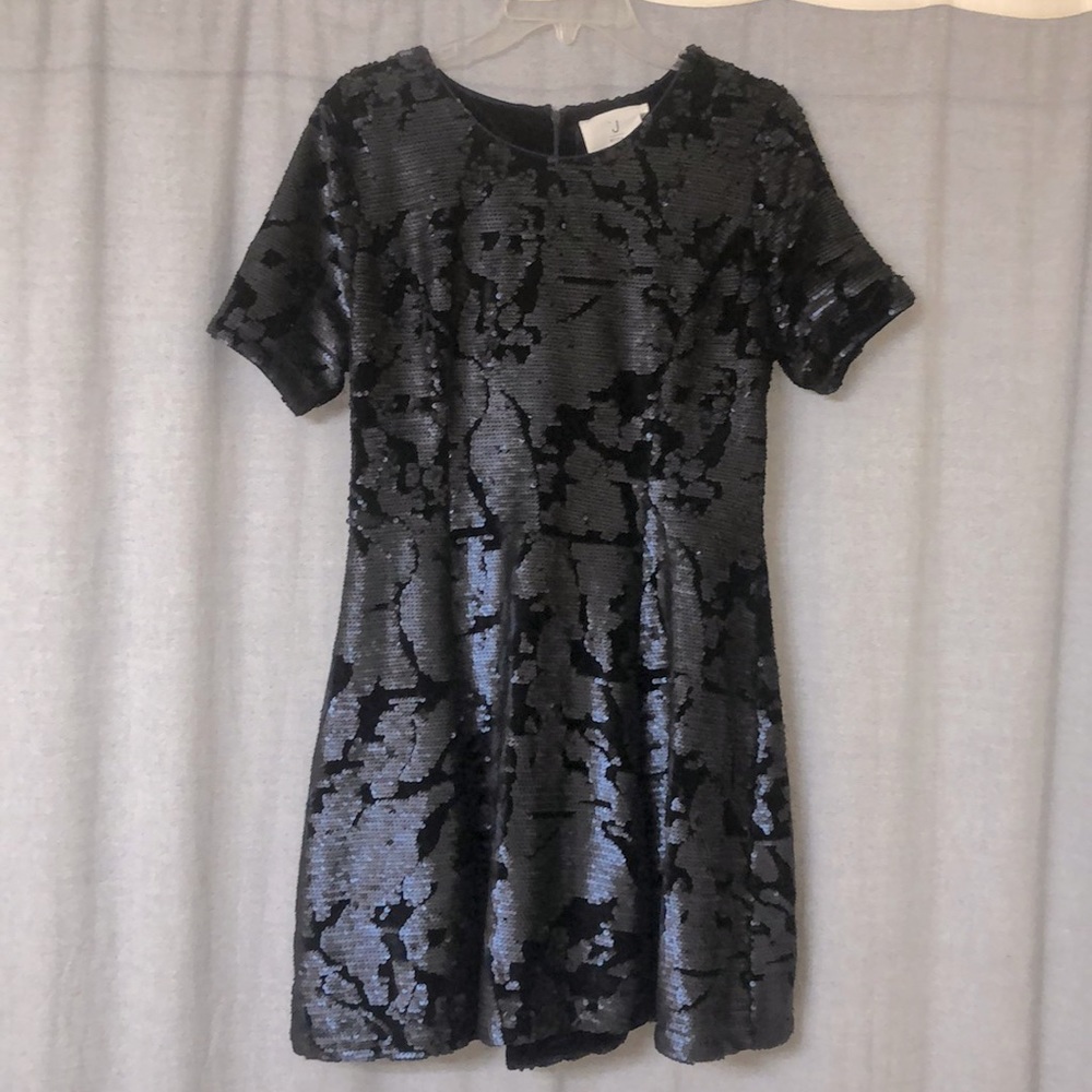 Sequin/velvet short sleeve mini dress